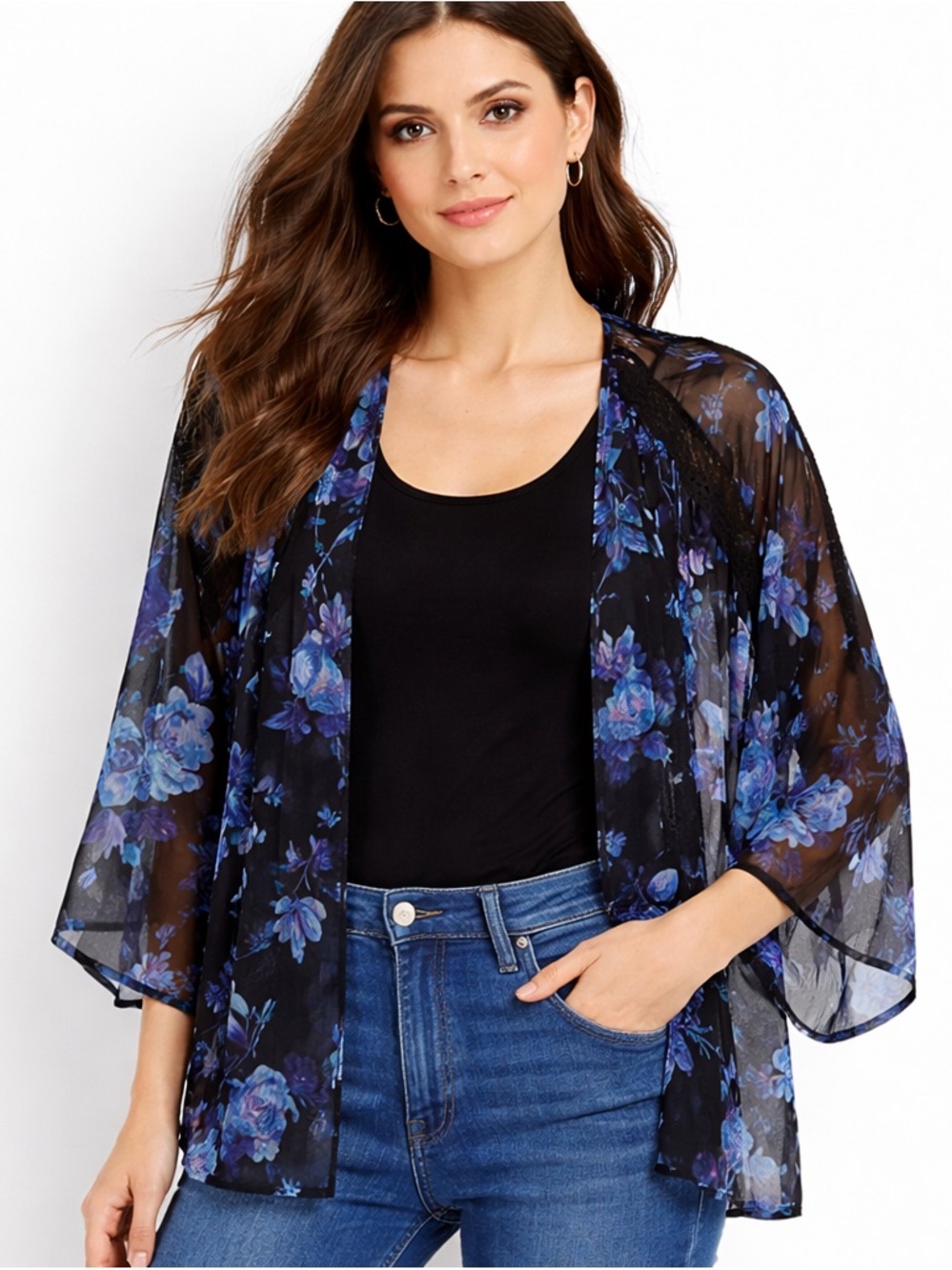 Express kimono blue and black size small